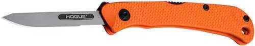 Hogue 35834 Expel 2.50" Folding Scalpel Plain Satin High Carbon Steel Blade, Blaze Orange Textured G10 Scales/SS Handle