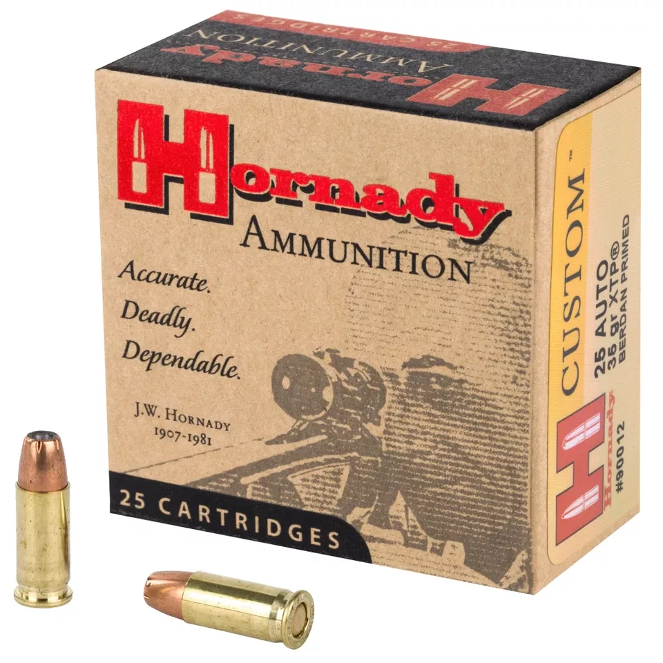 Hornady 25 ACP 35 Grain JHP/XTP Ammunition - 25 Rounds/Box, 250 Rounds/Case