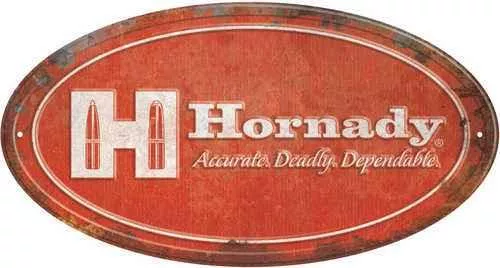 Hornady 99144 Oval Sign Red/White Aluminum 12" X 18"