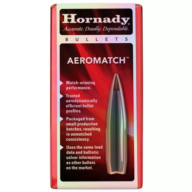 Hornady AEROMATCH, .224 Diameter, 22 Caliber, 77 Grain, AEROMATCH Hollow Point Boat Tail, 100 Count 22777