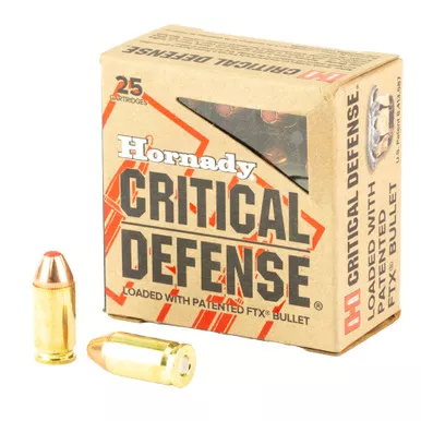 Hornady Critical Defense, 9MM Makarov, 95 Grain, FTX, 25 Round Box 91000
