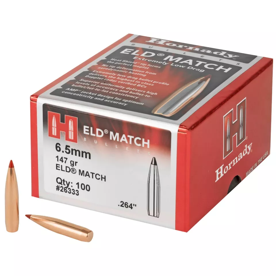 Hornady ELD Match 6.5mm .264 147 Grain Bullets - 100 Count
