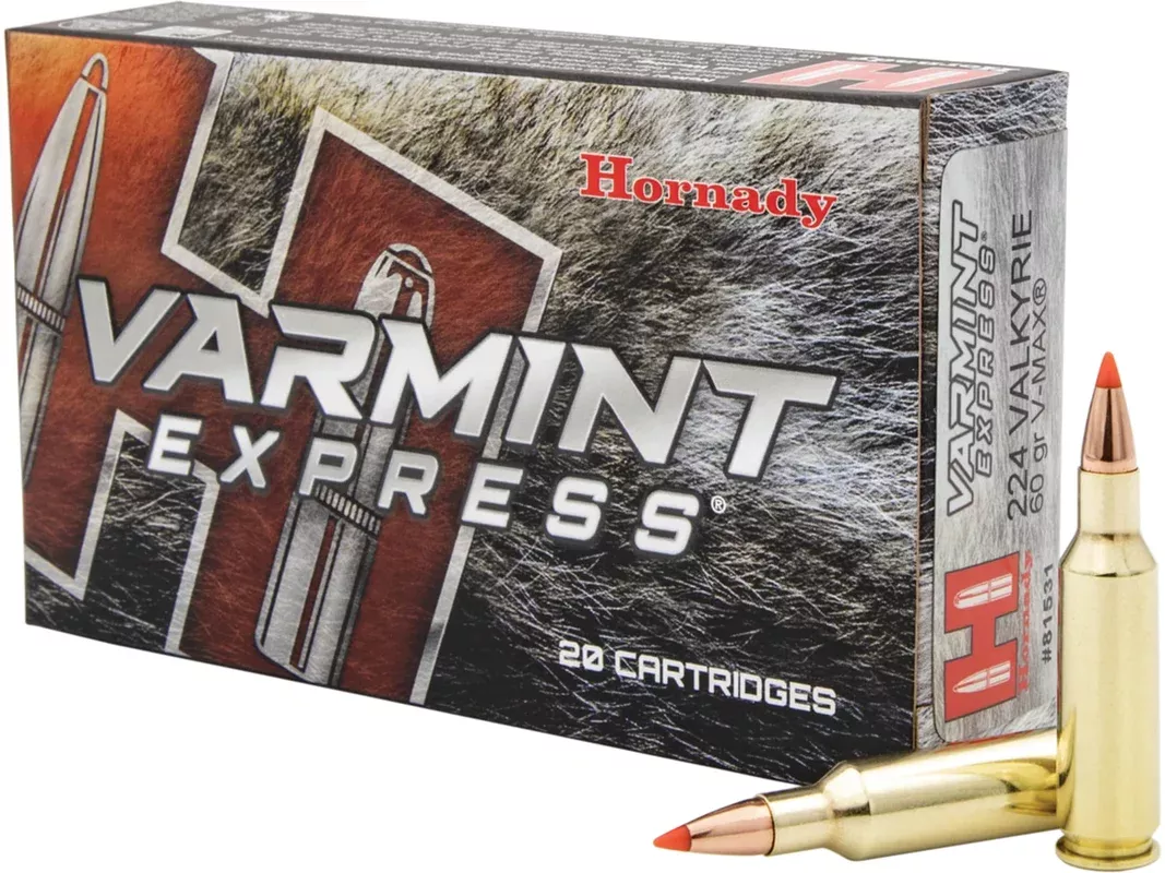 Hornady Varmint Express 224 Valkyrie Ammo 60 Grain Hornady V-Max Polymer Tip Box of 20