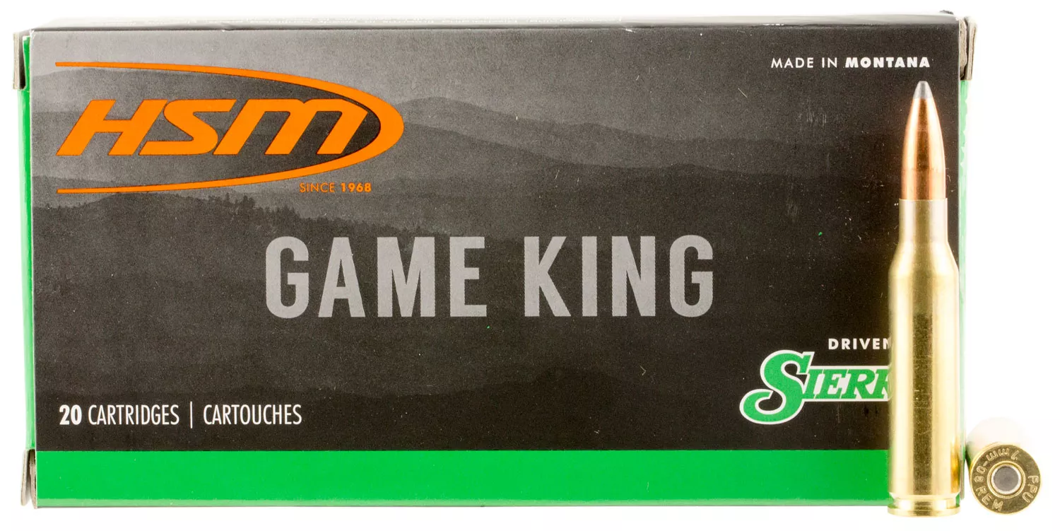 HSM 7MM089N Game King7mm-08 Rem 160 gr Sierra GameKing Spitzer Boat Tail 20 Per Box/ 25 Case