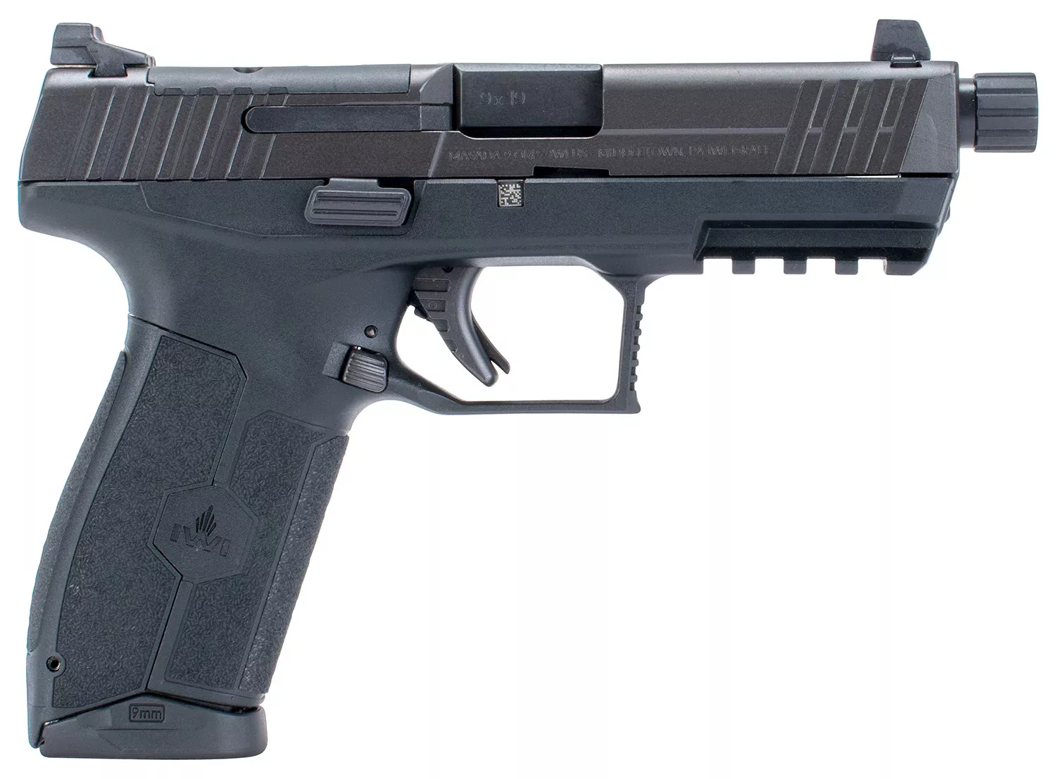 IWI US M9ORP17T MASADA Tactical 9mm Luger 17+1 4.60″ Black Button Rifled/Threaded Steel Barrel/Black Optic Ready/Serrated Slide/Black Polymer Frame w/Picatinny Rail/Black Polymer Grips Ambidextrous