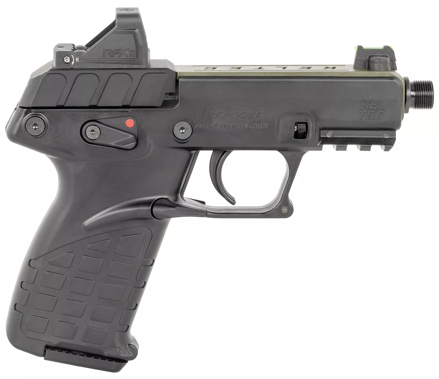 Kel-Tec P17GRNBLKOPTIC P1722 LR 16+1 3.80" w/Optic & Holster Green/Black