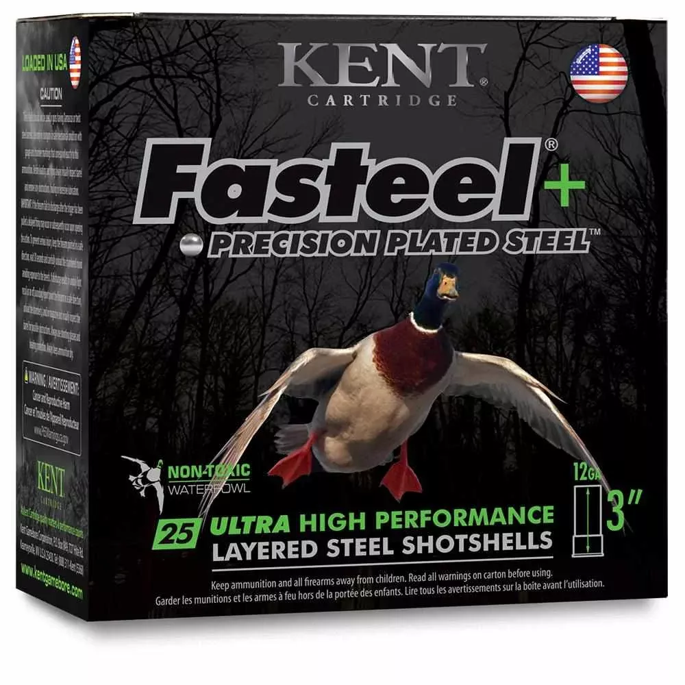 Kent FaSteel + Precision Plated Steel Waterfowl Shotshells 12Ga 3" 1-1/4Oz 1450 Fps #BB & #2 25/ct