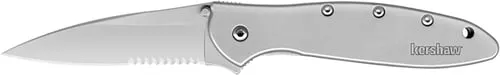 Kershaw 1660ST Leek3" Folding Drop Point Part Serrated Bead Blasted 14C28N Steel Blade Bead Blasted 410 Stainless Steel Handle Includes Pocket Clip