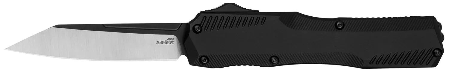 Kershaw 9000R Livewire Automatic 3.30″ OTF Reverse Tanto Plain Black PVD Flats/Satin Grinds CPM MagnaCut Steel Blade, Black Anodized Aluminum Handle