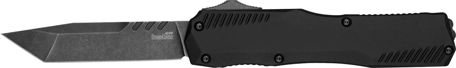Kershaw 9000T Livewire Automatic 3.30″ OTF Tanto Plain Black DLC CPM MagnaCut Steel Blade, Black Anodized Aluminum Handle, Includes Pocket Clip
