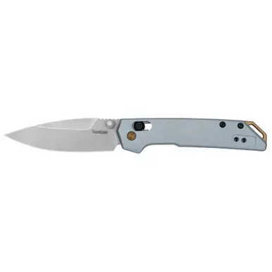 Kershaw MINI IRIDIUM Folding Knife Plain Edge D2 Blade Steel Stone Washed Finish Silver Ice Blue Aluminum Handle Dura Lo
