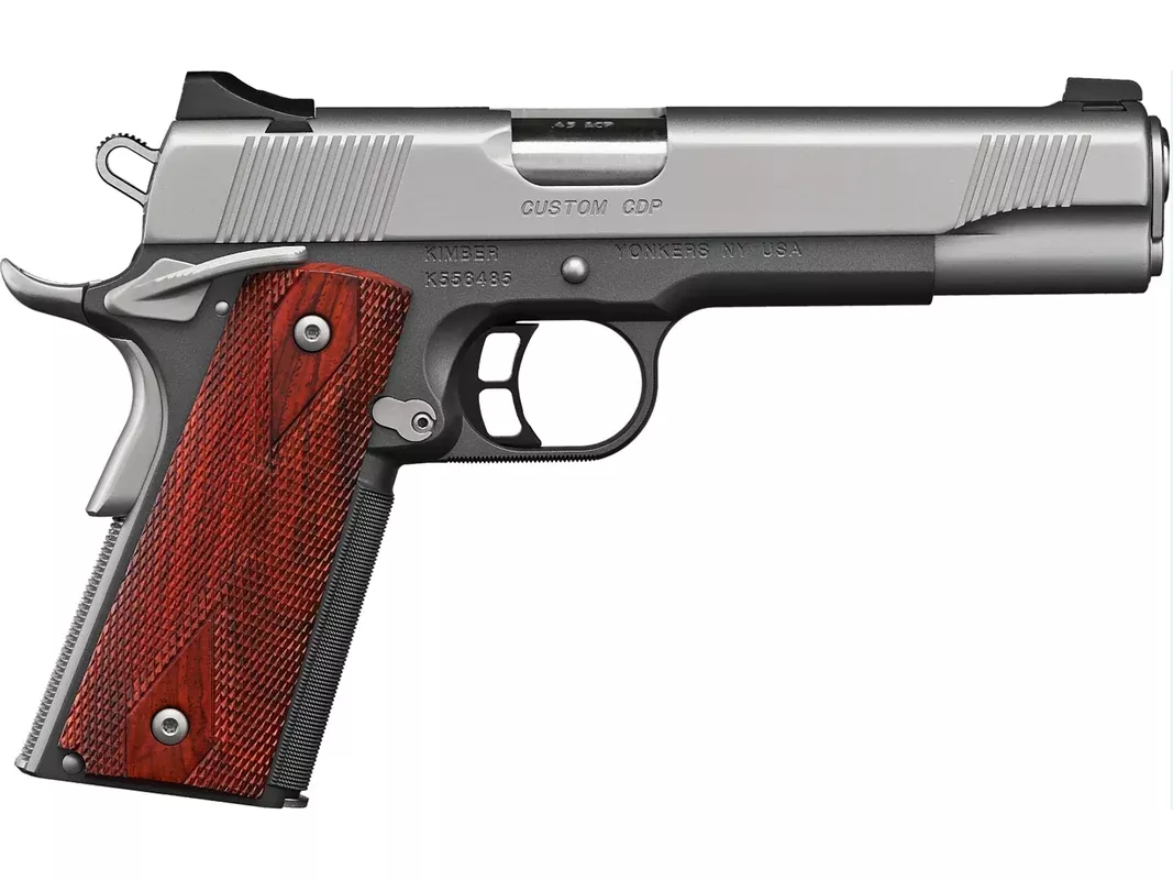 Kimber Custom CDP 45 ACP Pistol 5″ Barrel 7+1 Round Stainless Slide Rosewood Grip Charcoal Gray Frame