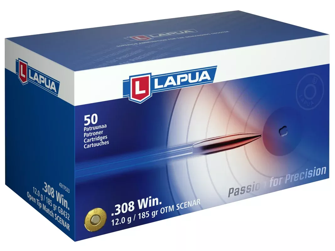Lapua 308 Winchester Ammo 185 Grain Lapua Scenar Jacketed Hollow Point Box of 50