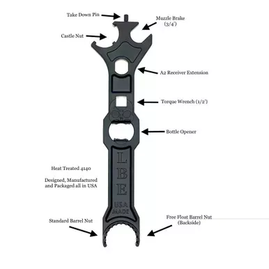 LBE Unlimited Armorers Tool | For AR-15 | 4140 Steel Construction | Black | ARMTL