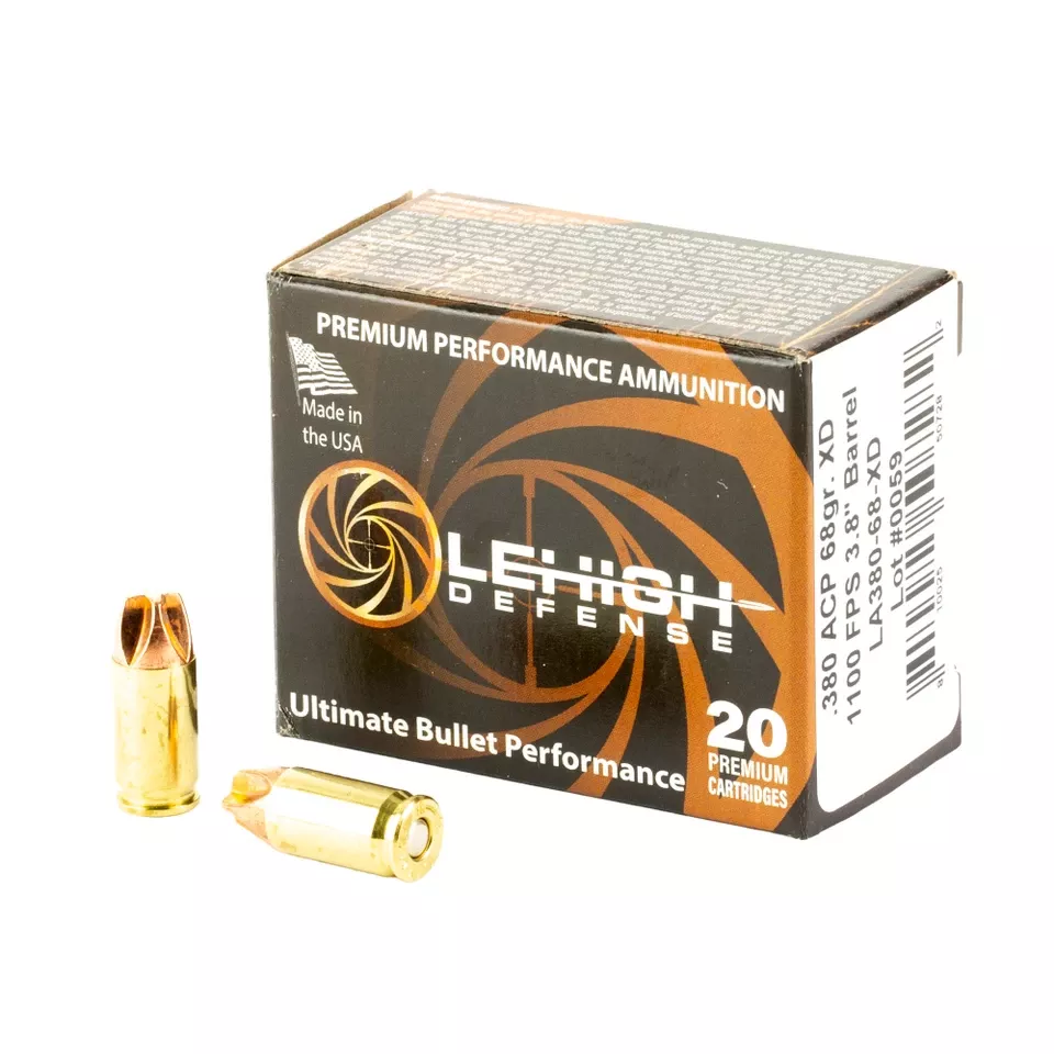 Lehigh Xtreme Defense .380 ACP 68 Grain Ammunition - 20/200 Rounds