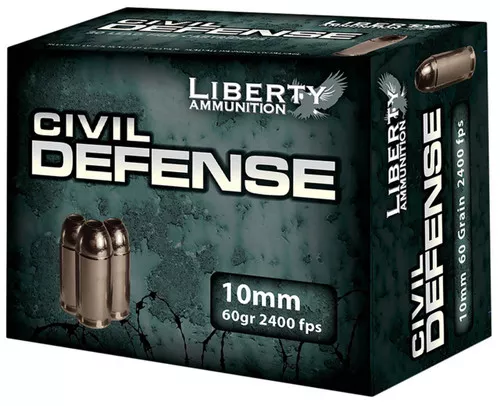 Liberty Ammunition LACD10032 Civil Defense10mm Auto 60 gr Lead Free Fragmenting Hollow Point 20 Per Box 50 UPC: 748252054982