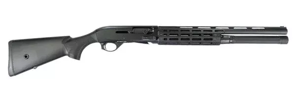 MAC 21000182 Agency Tradesman 2 12 Gauge Semi-Auto 5+1 18.50″ Black Chromate Ported Vent Rib Barrel, Black Anodized Picatinny Rail Receiver, Fixed Black Synthetic Stock