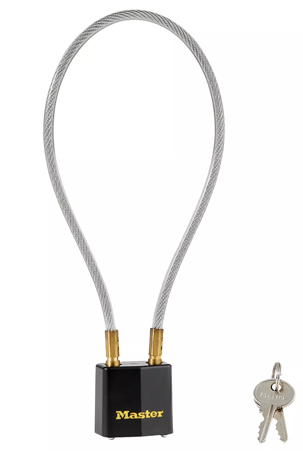 Master Lock 99DSPT Cable LockOpen With Key Black & Gold Steel 14"