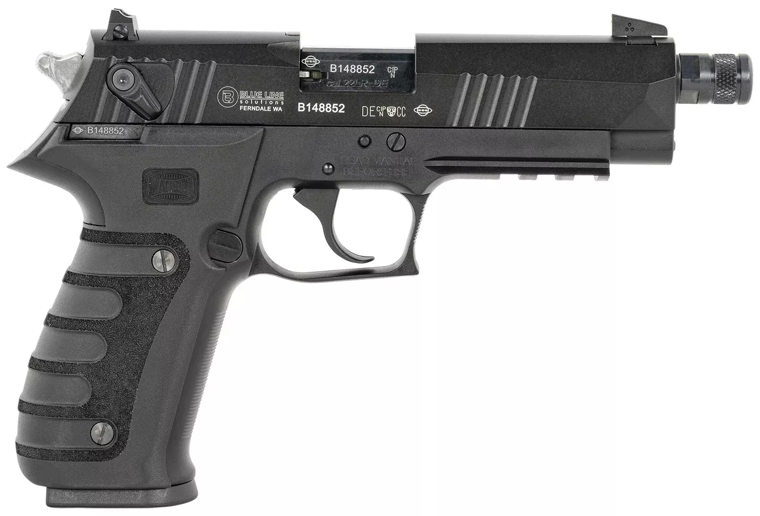 Mauser Rimfire 4010102 M2022 LR 10+1 4.75" Black Steel Threaded Barrel, Black Serrated Slide, Black Aluminum Frame w/Picatinny Rail, Ambidextrous