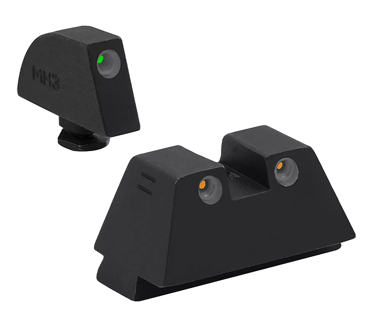 Meprolight USA 102243391 Tru-DotGreen Tritium White Outline Front Sight-Orange Tritium White Outline Rear Sight Glock 17/17L/19/22/23