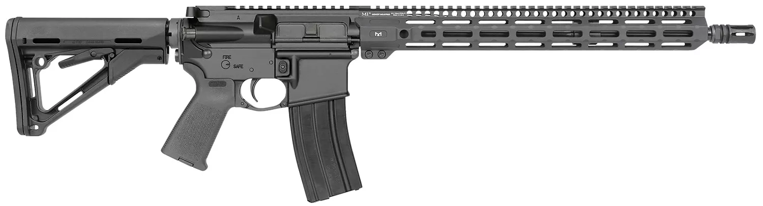Midwest Industries MIFN16CRM15 Lightweight223 Wylde 16″ 30+1 Black Hard Coat Anodized Rec with 16″ M-Lok Black 6 Position Magpul CTR Stock Black Magpul MOE Grip Right Hand