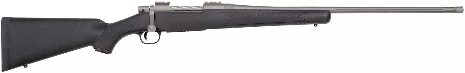 Mossberg 28135 PatriotFull Size 300 Win Mag 3+1 24" Stainless Cerakote Fluted Barrel, Stainless Cerakote Receiver Drilled & Tapped, Black Fixed Synthetic Stock, Right Hand