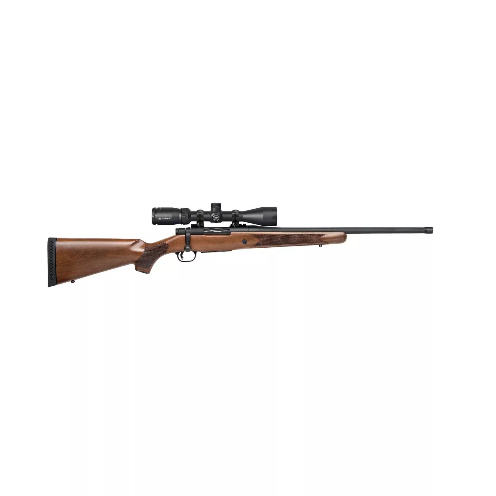 Mossberg Patriot Walnut Vortex Rifle .450 Bushmaster 4rd Capacity 20” Threaded Barrel Walnut Stock Vortex Crossfire II 3-9x40mm