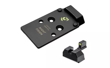 Night Fision Optic Plate + Backup Sight Combo, Yellow Front Night Sight with Black Rear, Trijicon RMR/Holosun 507C Optic Plate, Fits Optic Ready CZ P10 CZU-OPBS-RMR-P10-YGZX