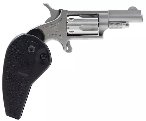 North American Arms 22LLRHG Mini-Revolver22 LR 5 Shot 1.63″ Barrel, Overall Stainless Steel Finish, Black Synthetic Holster Grip