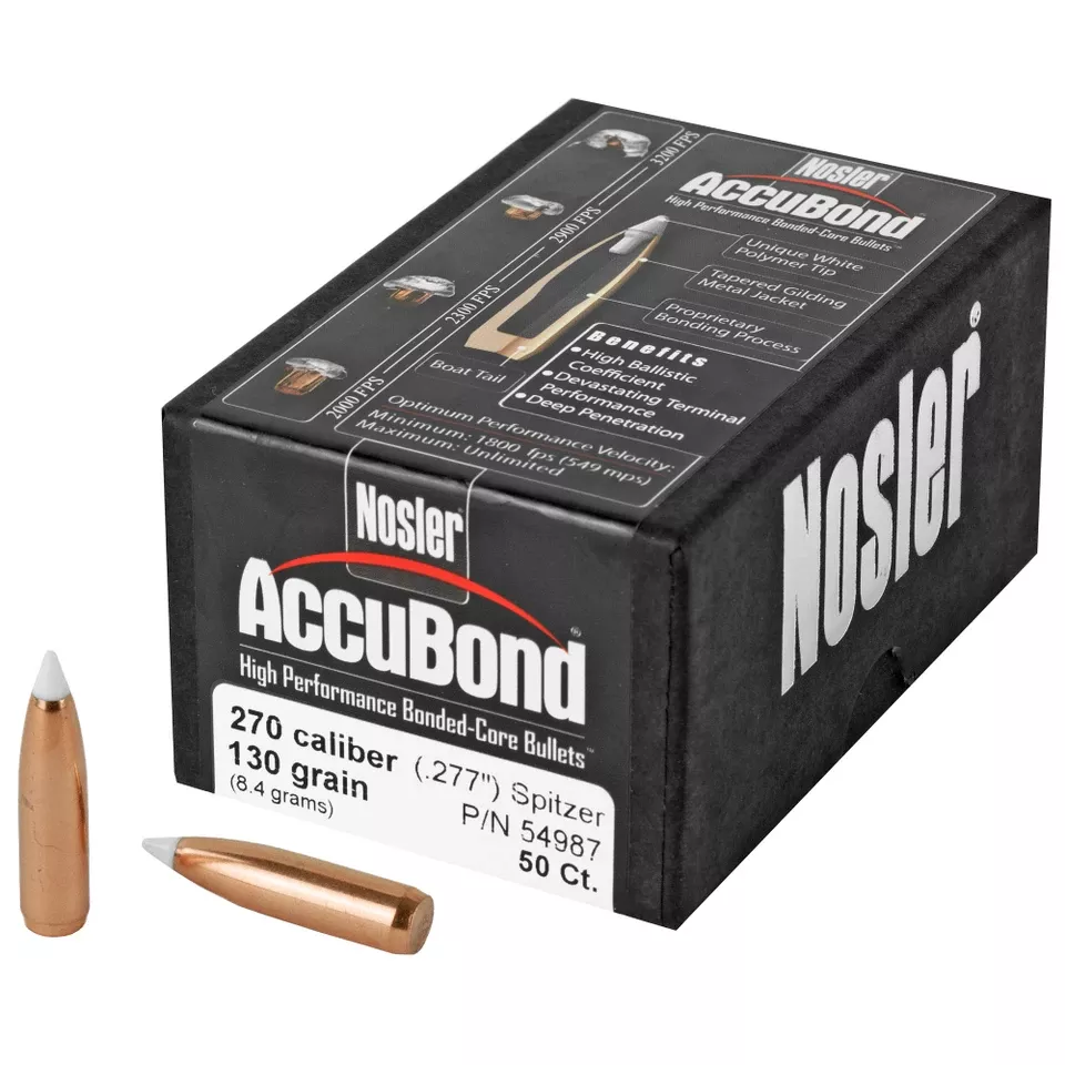 Nosler .270 Caliber 130 Grain AccuBond Bullets - 50 Count