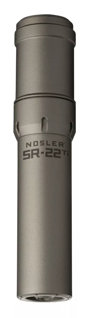 Nosler 90628 SR-22TI22 Cal 1.74"D Gray Finish Made of Titanium with 1/2" 28 tpi Thread Pattern