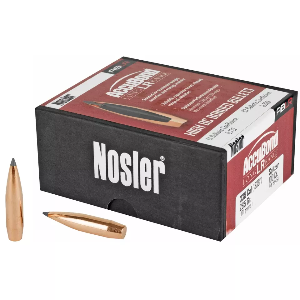 Nosler AccuBond Long Range .338 Caliber 265 Grain Spitzer Point - 100 Count
