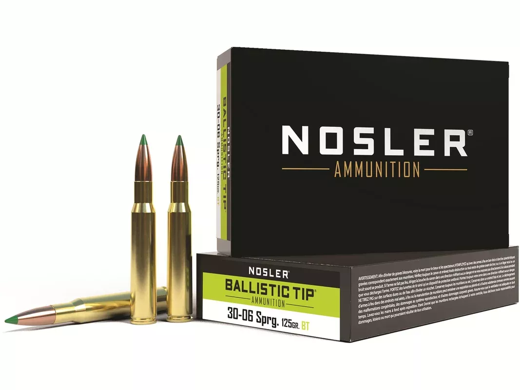 Nosler BT 30-06 Springfield Ammo 125 Grain Nosler Ballistic Tip Polymer Tip Box of 20