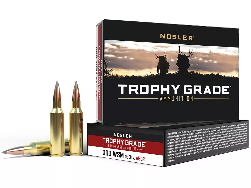 Nosler Trophy Grade 300 Winchester Short Magnum (WSM) Ammo 190 Grain Nosler AccuBond Long Range Bonded Polymer Tip Box of 20