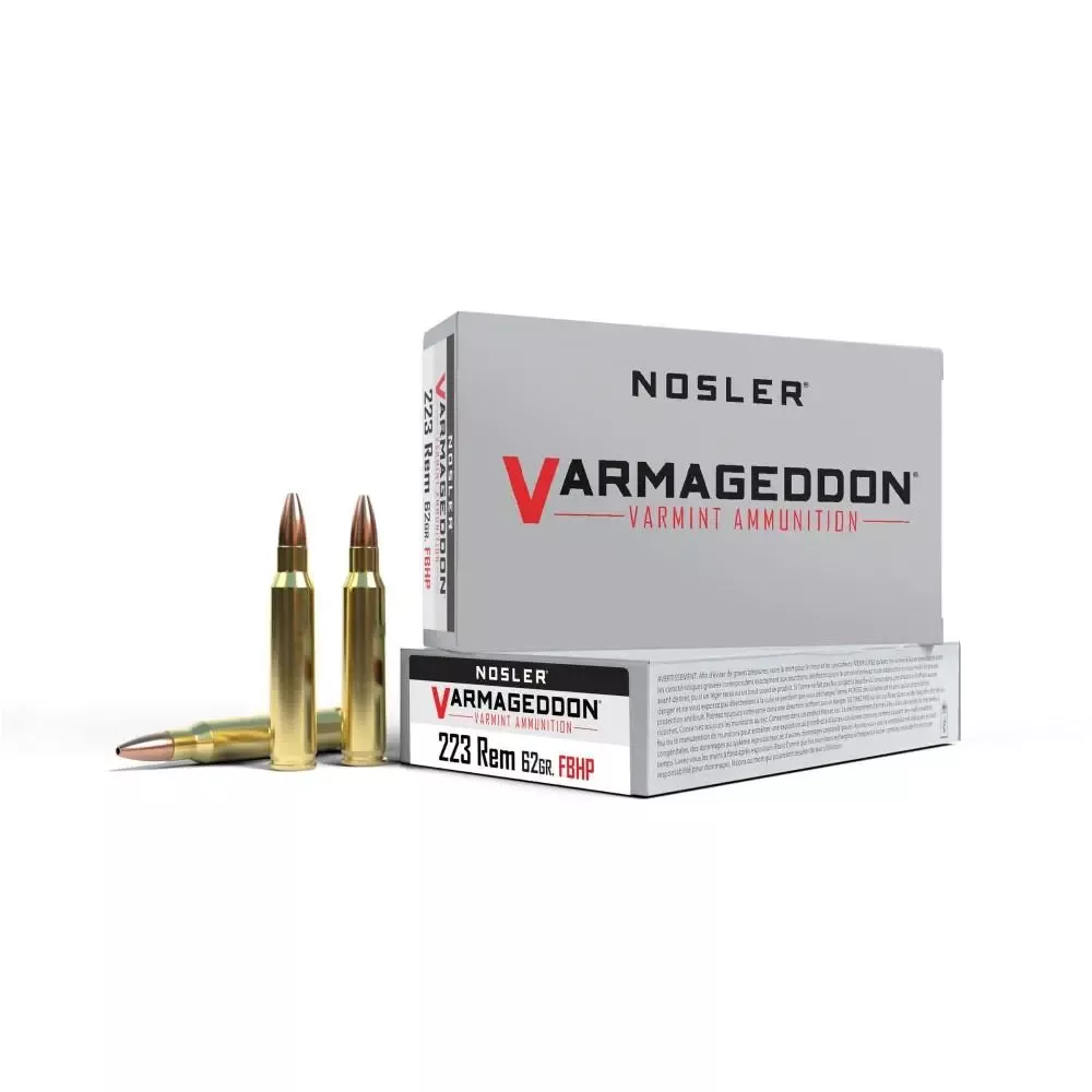 Nosler Varmegeddon Rifle Ammunition .223 Rem 62 Grain FBHP 2950 fps 20/ct