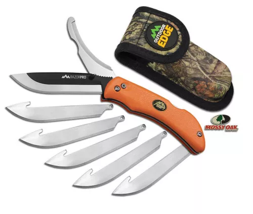 Outdoor Edge RO20C RazorPro3.50 Folding RazorGut PlainSaw 420J2 Stainless Steel Blade FRN Orange Handle UPC: 743404201443