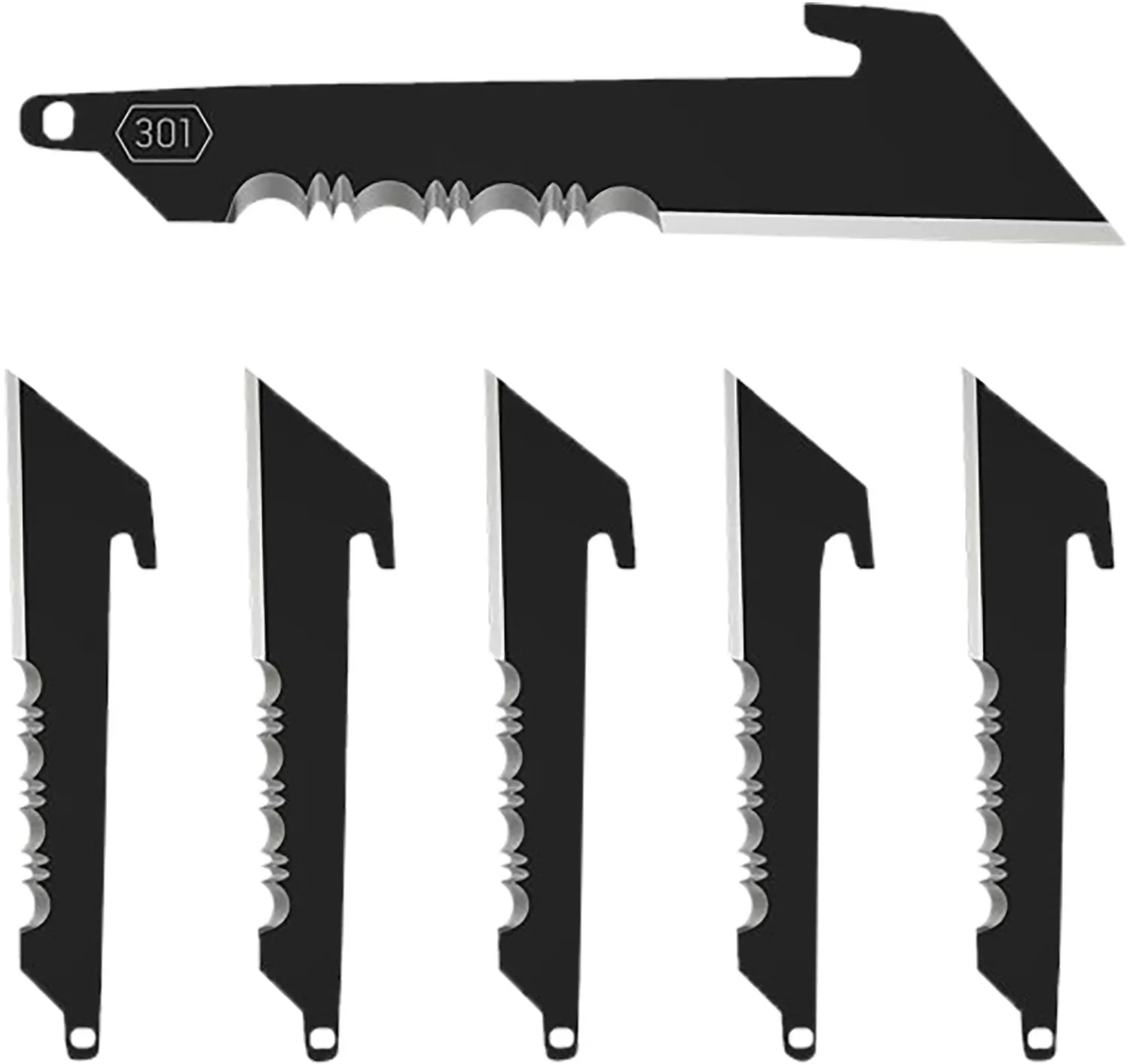 Outdoor Edge RRUS30K6C Replacement Blades6 3" Black Utility Serrated 420J2 SS Blades