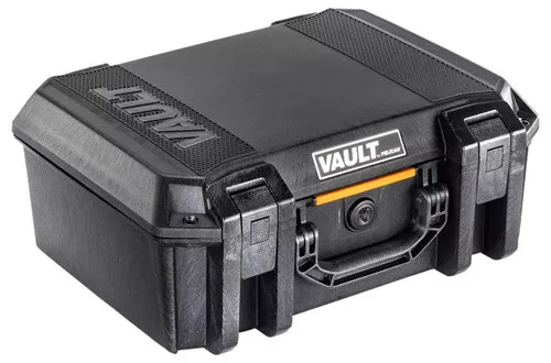Pelican VCV300 Vault Case Large Size made of Polymer with Black Finish Heavy Duty Handles Foam Padding2 Push Button Latches 16 L x 11 W x 6.50 D Interior Dimensions UPC: 019428160340