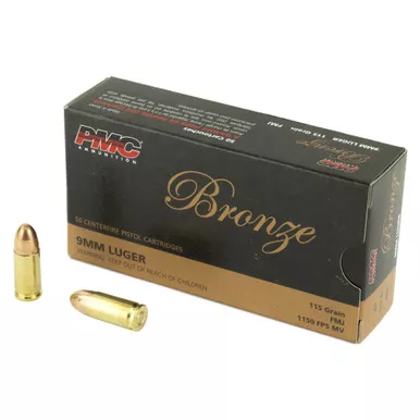 PMC Ammunition Bronze - 9MM, 115Gr, Full Metal Jacket, 50-Round Box