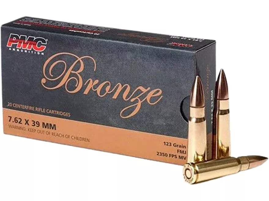 PMC Bronze 7.62x39mm Ammo 123 Grain Full Metal Jacket Box of 20