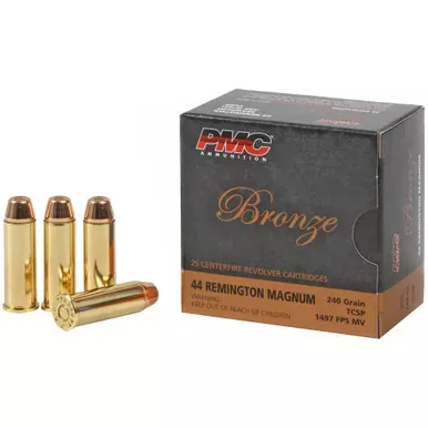 PMC Bronze Ammo | .44 Magnum | 240 Grain | Jacketed Hollow Point | 25 Round Box | 40B