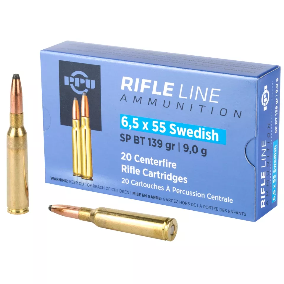 PPU 6.5x55 Swedish 139gr SP Ammunition - 20 Rounds
