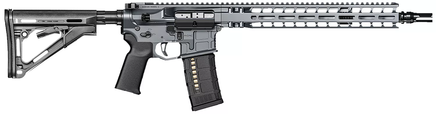 Radian Weapons R0038 Model 1 Carbine 223 Wylde 30+1 14.50″ Pinned & Welded Barrel, Radian Gray Billet Rec/M-Lok Handgaurd, Magpul Grip & CTR Stock, Ambi Controls, Mid-Length Gas