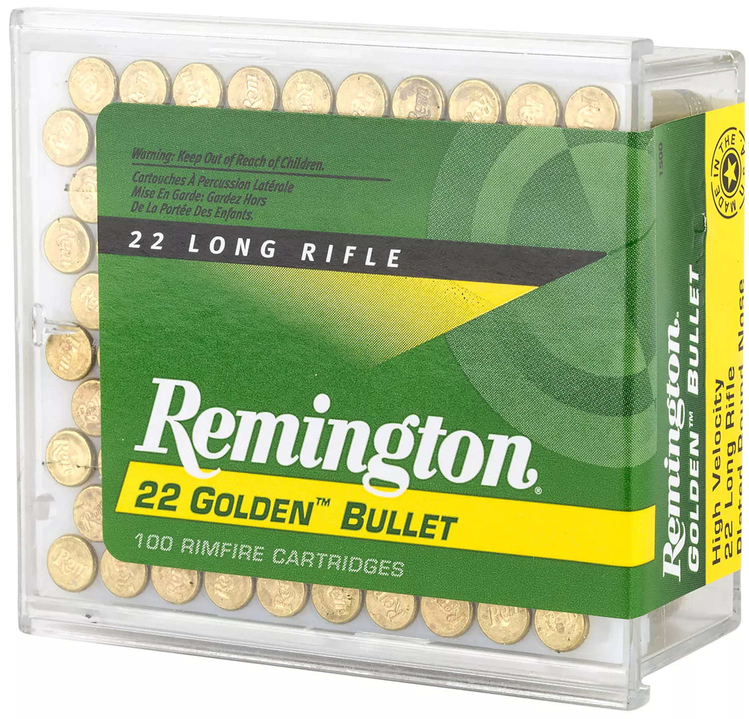 Remington Ammunition 21276 Golden Bullet22LR 40gr Plated Lead Round Nose 100 Per Box/50 Case
