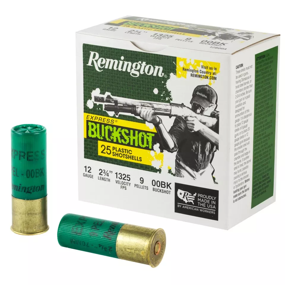 Remington Express 12 Gauge 2.75" 00 Buckshot, 25 Rounds per Box, 250 Rounds per Case