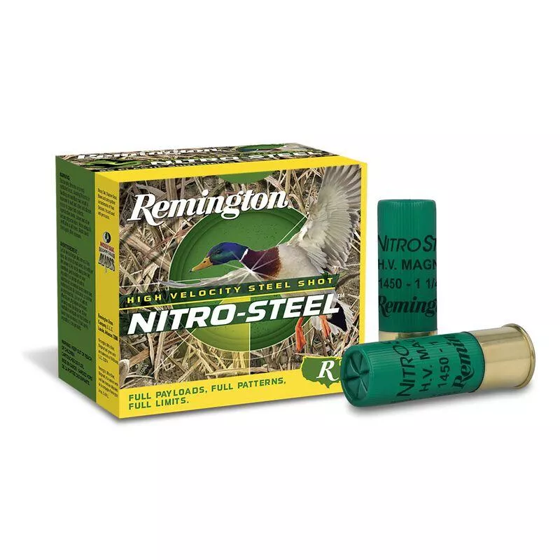 Remington Nitro-Steel Hi-Velocity Magnum Load Shotshells 12 ga 2-3/4″ 1-1/4 oz #4 1275 fps 25/ct