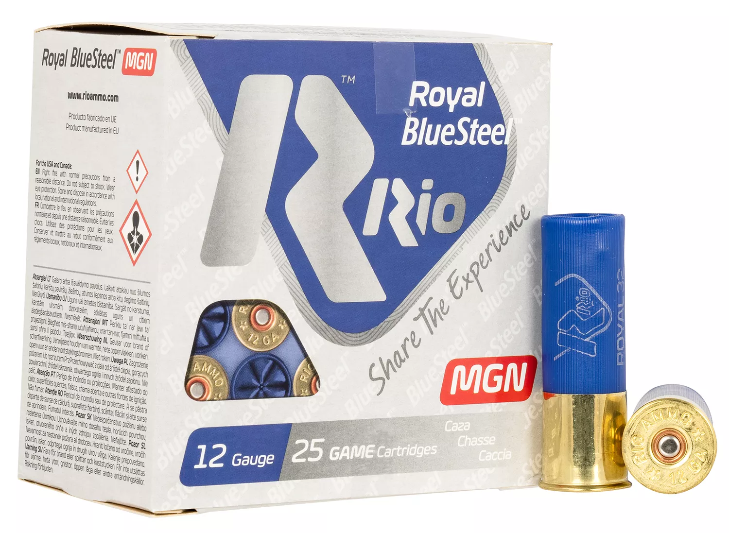 Rio Ammunition RBSM324 Royal BlueSteel12Gauge 3" 1 1/8oz 4Shot 25 Per Box/10 Case