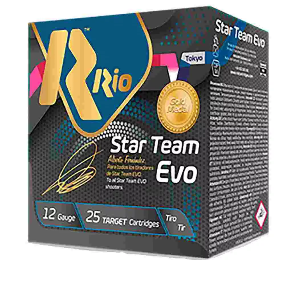 Rio Star Team Evo Spreader 28 Shotshells 12ga 2-1/2″ 1oz 1250 fps #8.5 25/ct