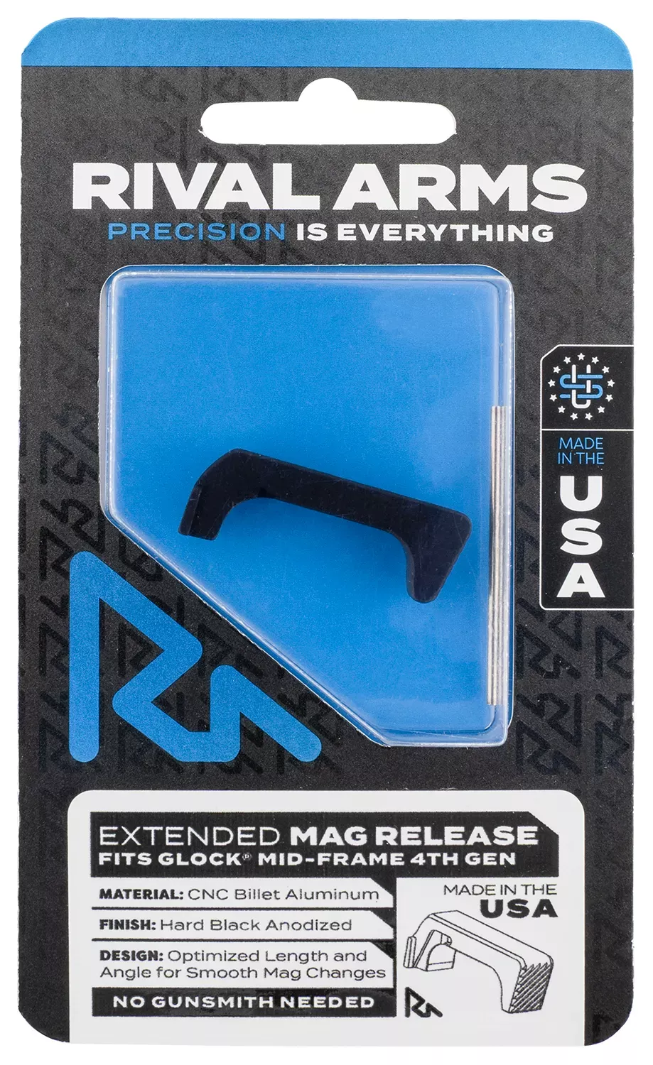 Rival Arms RA72G002A Magazine Release Glock GEN4 Extended Hard Black Anodized Aluminum