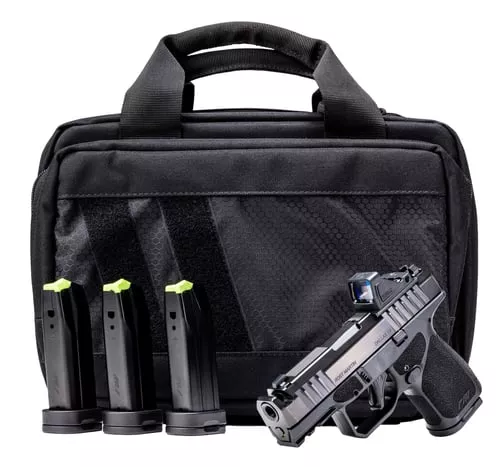 Rost Martin RM1SBLKOSPCOMPSPL RM1S Comp Bundle 9mm Luger 12+1 15rd 3.60" Compensated Barrel, Black Nitron Steel Integrated Compensator/Serrated w/Optic Slide, Black Polymer Frame w/Picatinny Rail, T